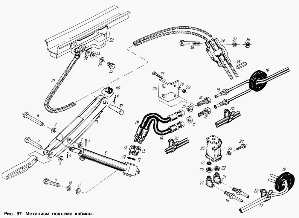 Подъем кабины маз 5440 схема